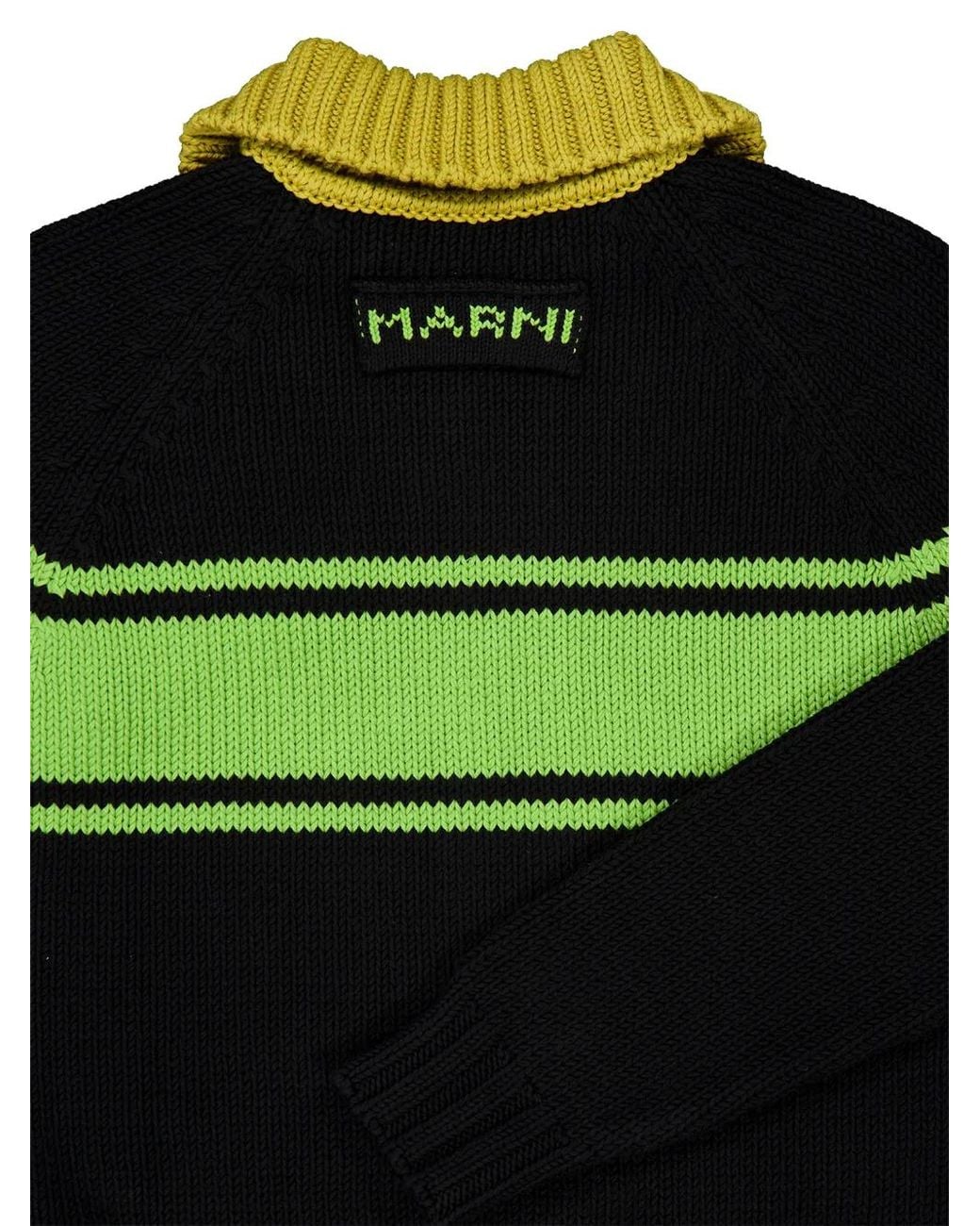 Marni Black Striped Zip-Up Cardigan