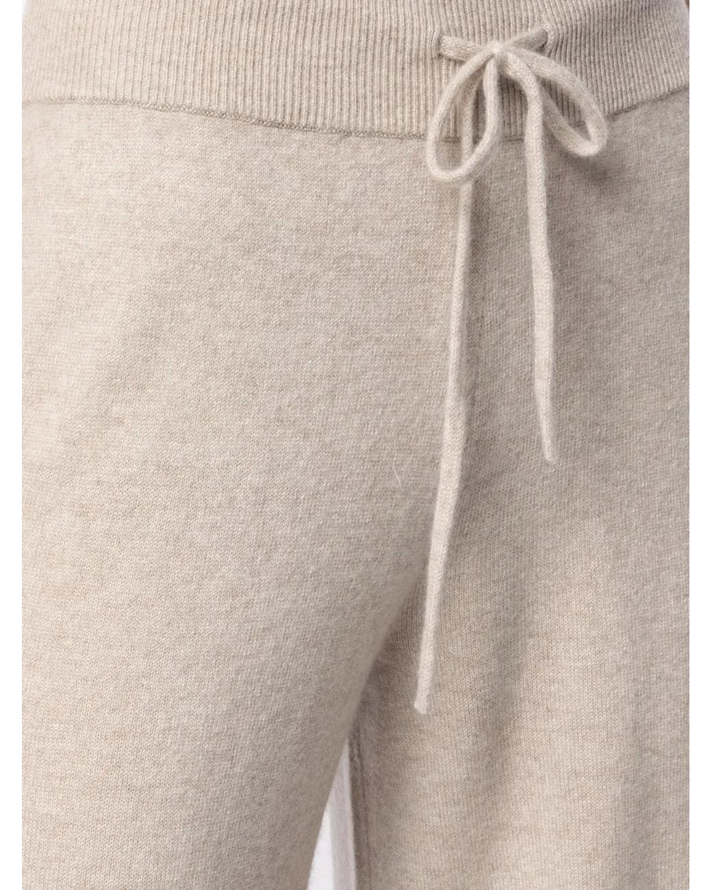 Lisa Yang Natural Drawstring Wide-Leg Cashmere Trousers
