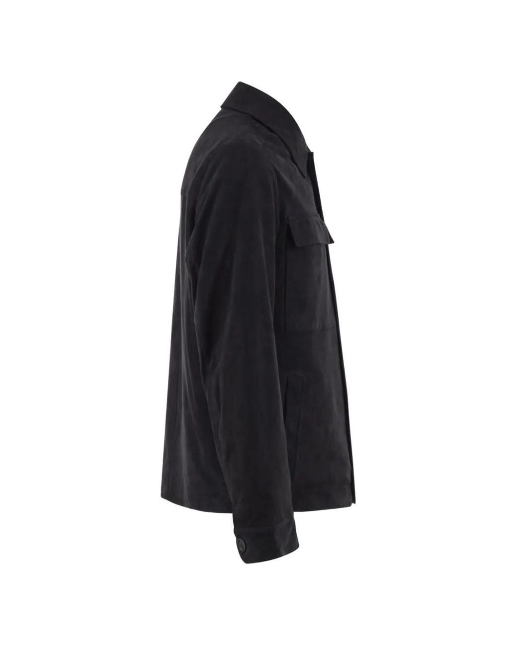 Herno Black Bottom-Down Suede Jacket for men