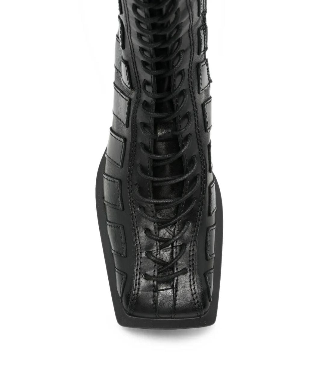 Miista Black Nelly Lace-Up Leather Boots