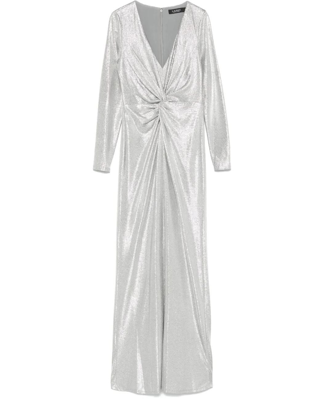 Ralph Lauren White Twist-Detail Gown