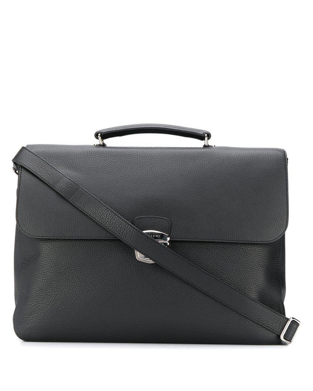 Orciani Leather Foldover Top Large Briefcase in Black for Men - Lyst