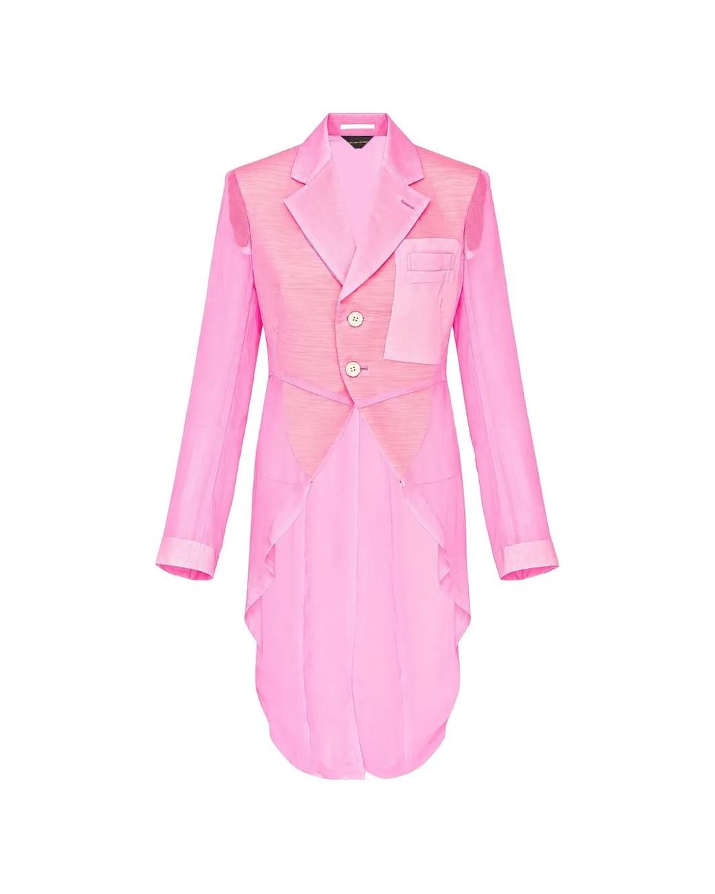 Comme des Garçons Pink Sheer Panelled Cut-Away Blazer
