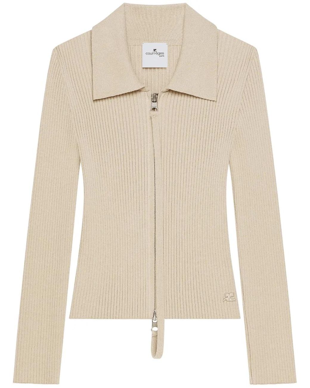Courreges Natural Zip-Up Cardigan