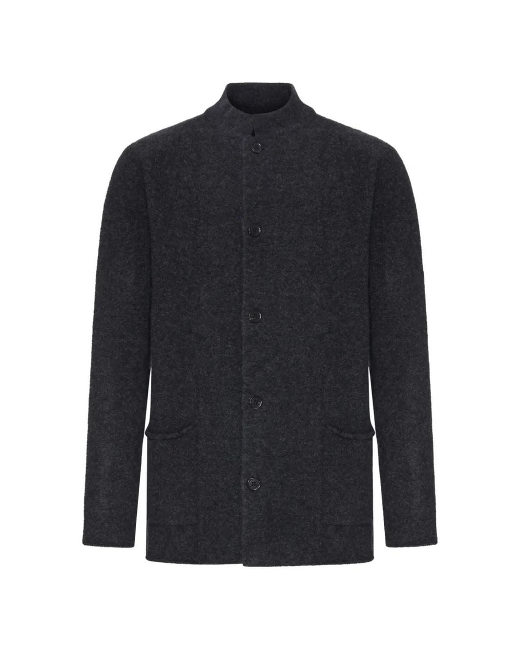 Roberto Collina Blue Button-Up Stand-Collar Jacket for men