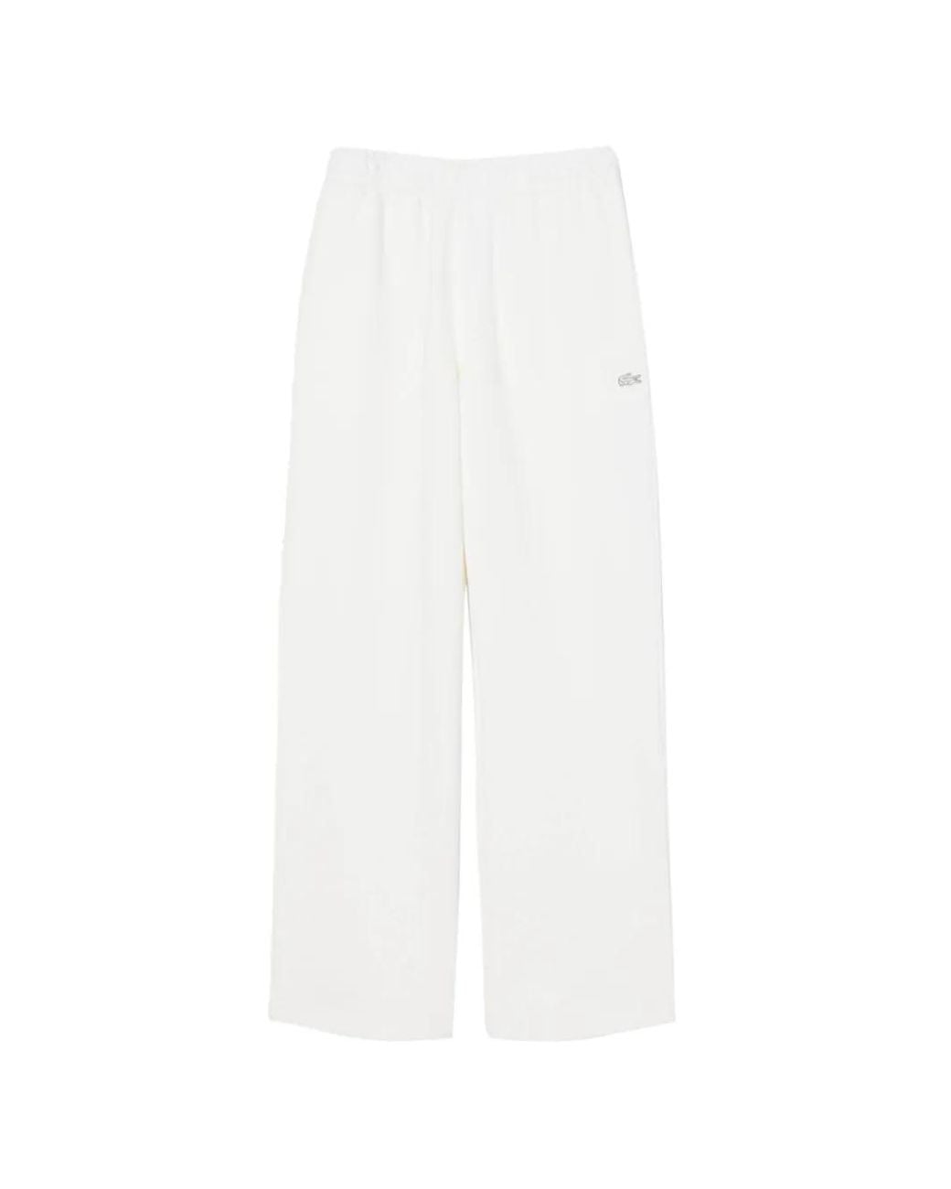 Lacoste White Loose Fit Fleece Joggers
