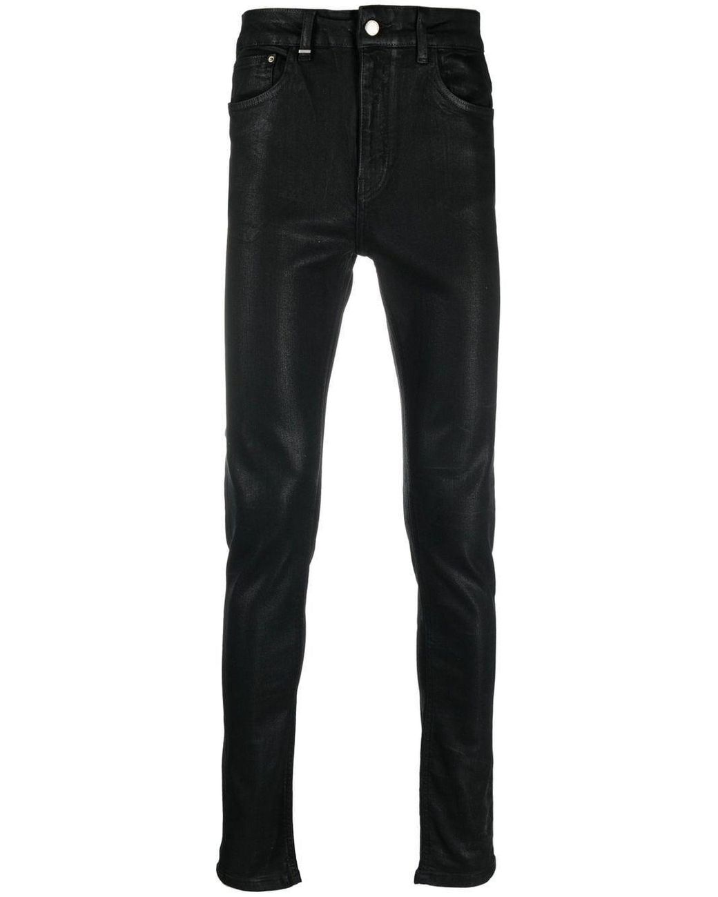 FLANEUR HOMME Essential Wax coated Skinny Jeans in Black for Men