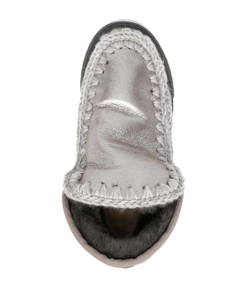 Mou Gray Crochet Stitch-Trim Sneaker Boots