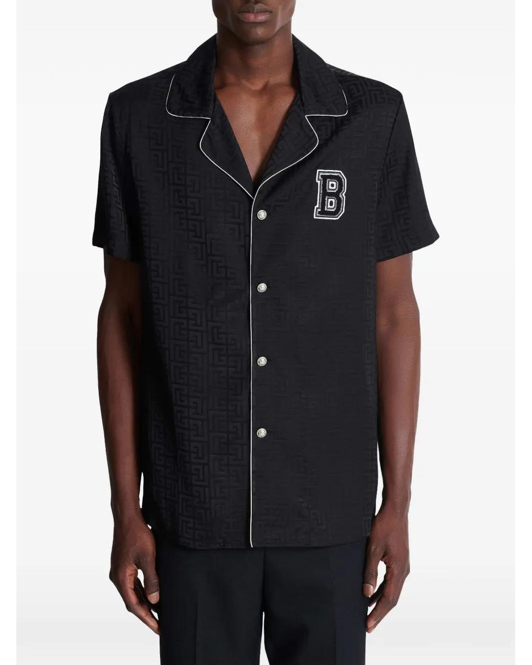 Balmain Black Varsity Pajama Shirt for men
