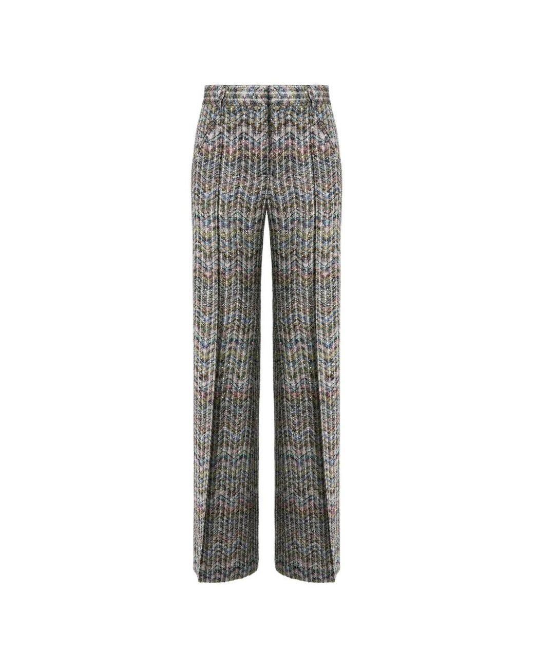 Missoni Gray Tailored Viscose Lamé Trousers With Sequins