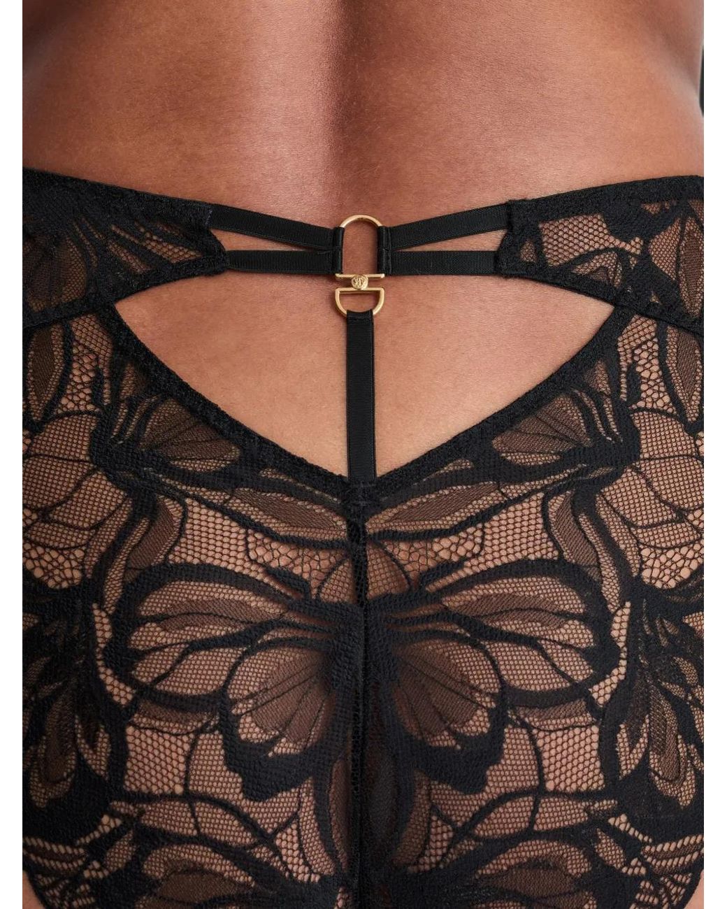 Aubade Black After Hours High-Waist Lace-Embroidered Briefs