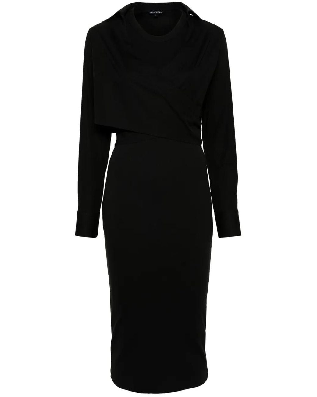 Veronica Beard Black Malone Layered Midi Dress