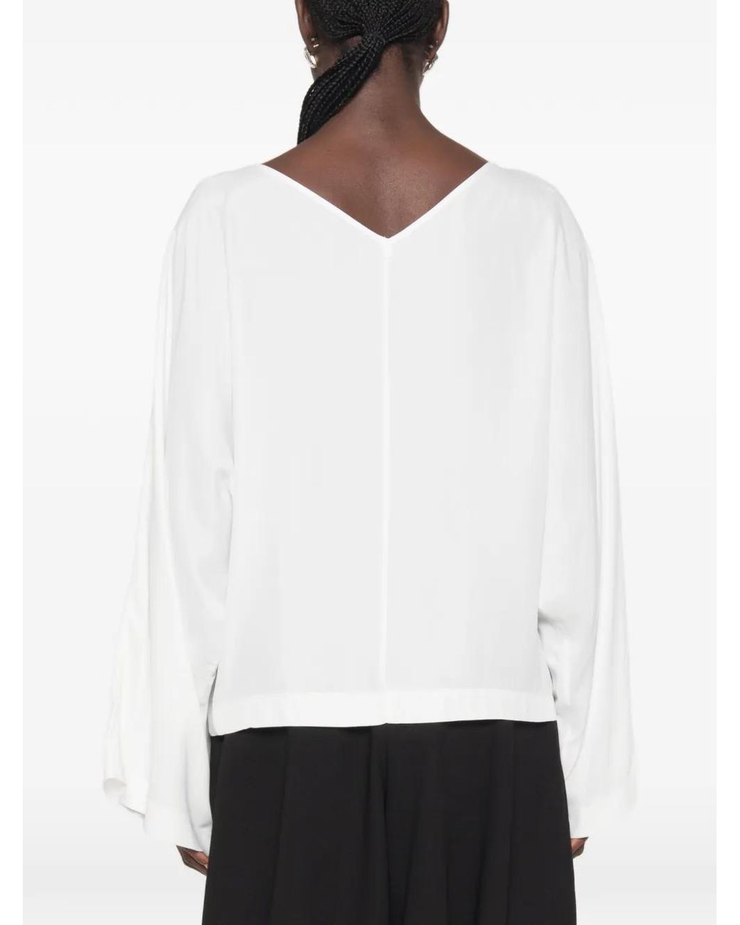 Imperial White V-Neck Batwing-Sleeve Blouse