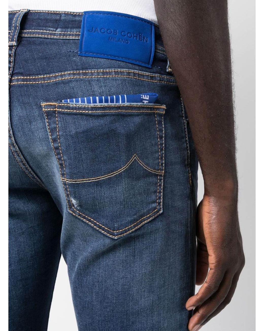 Jacob Cohen Logo-patch Straight-leg Jeans in Blue for Men | Lyst
