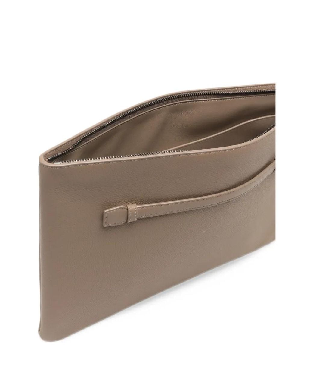 Loro Piana Brown Extra Pouch A4 Pebbled Leather Clutch Bag for men