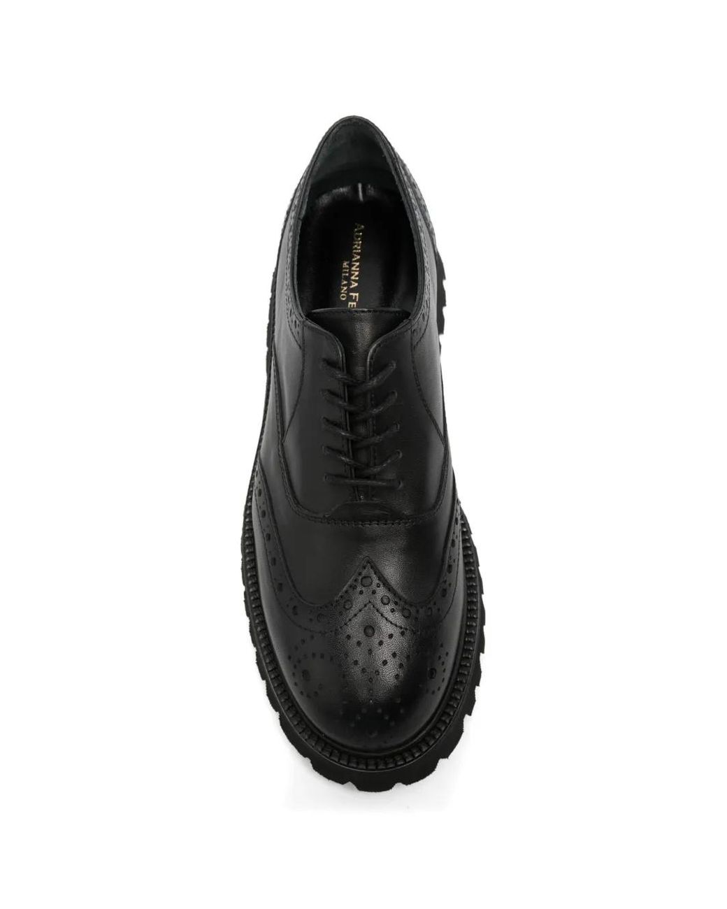 ADRIANNA FERETTI Black Brogue Tread-Sole Oxford Shoes