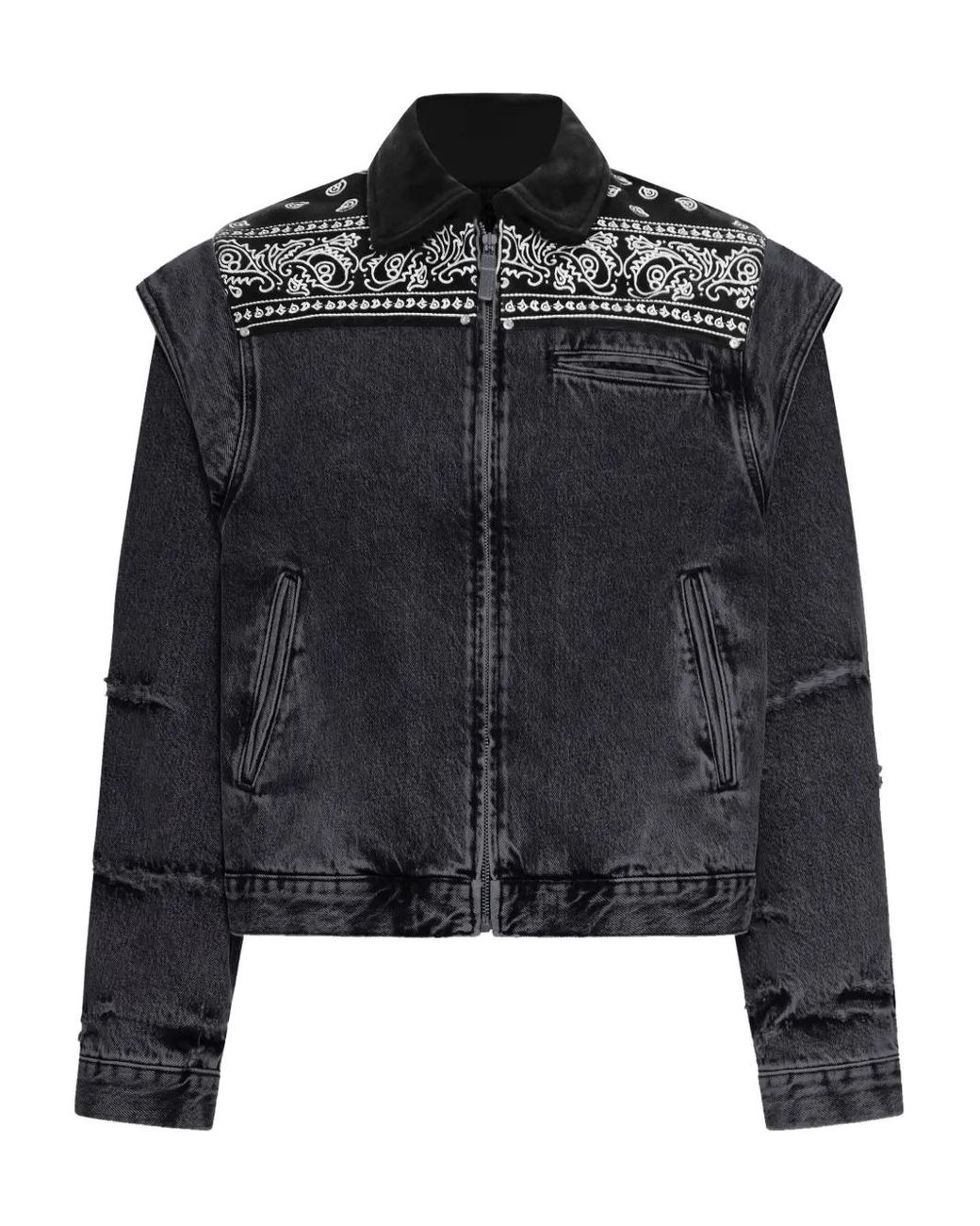 PDF Black Bandana Denim Jacket for men