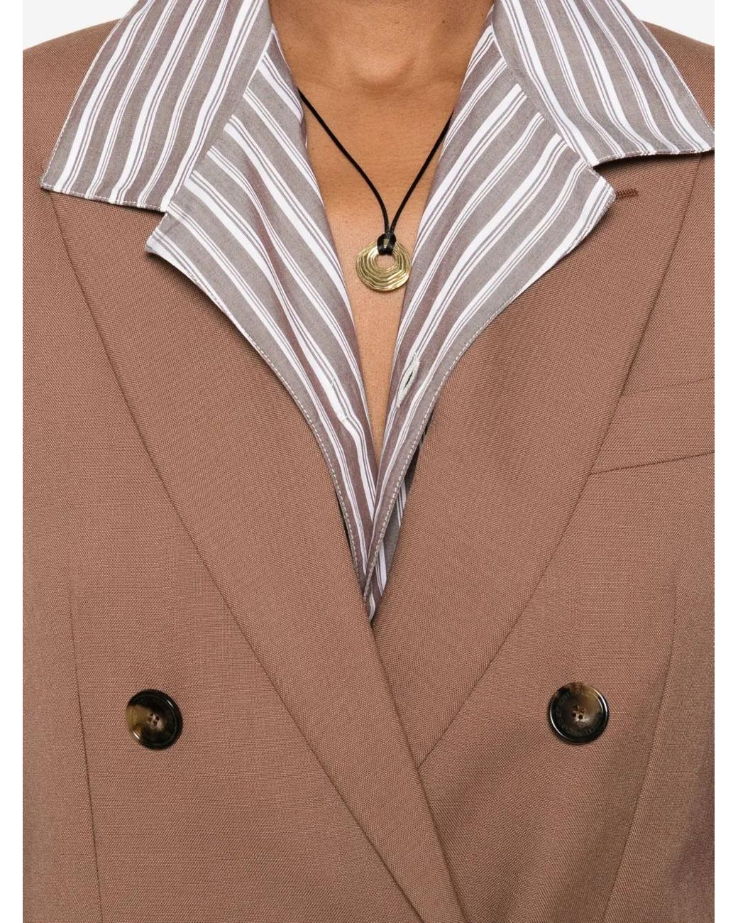 Stella McCartney Brown Double-Breasted Wool Blazer