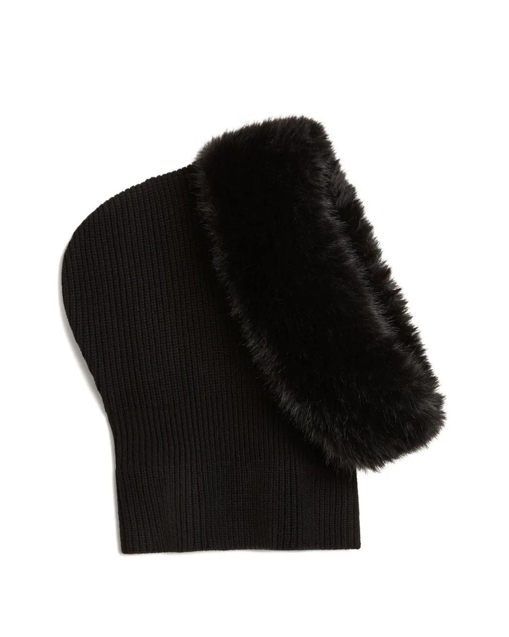 Nina Ricci Black Faux-Fur Wool Balaclava
