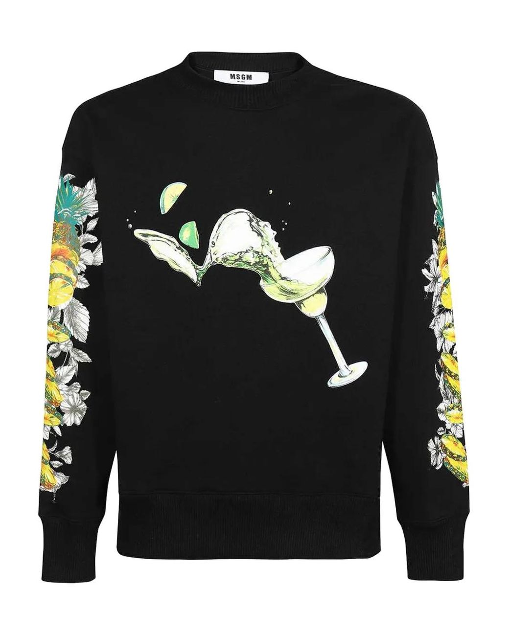 MSGM Black Graphic-Print Sweatshirt for men