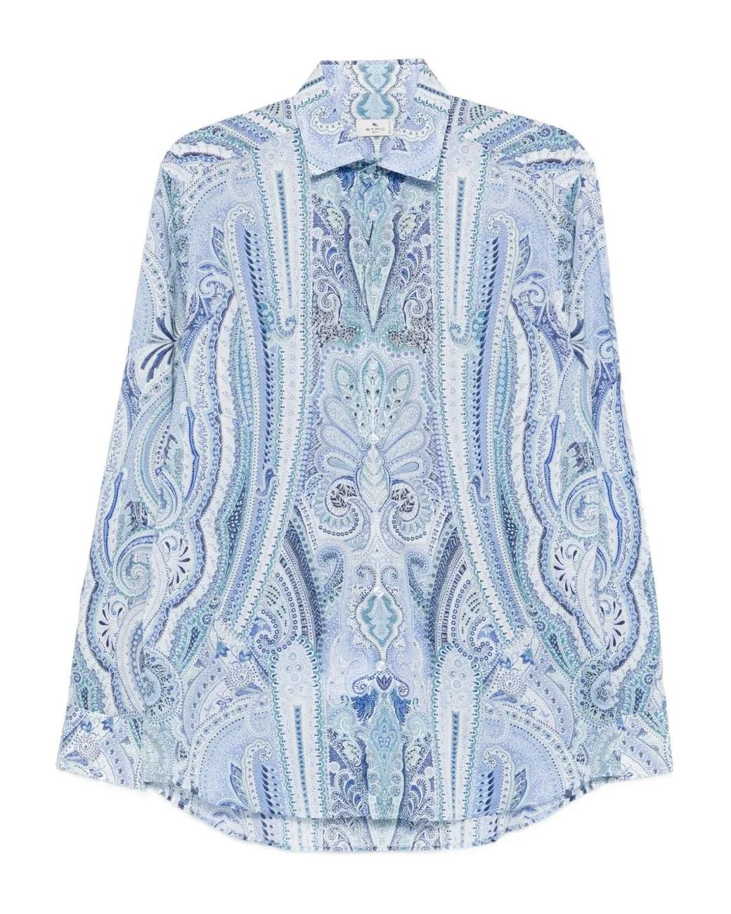 Etro Blue Paisley-Print Shirt for men