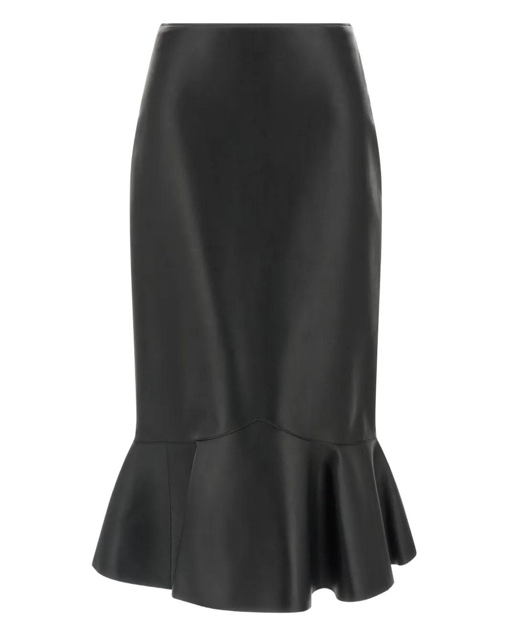 Fendi Black Peplum-Detail Midi Skirt