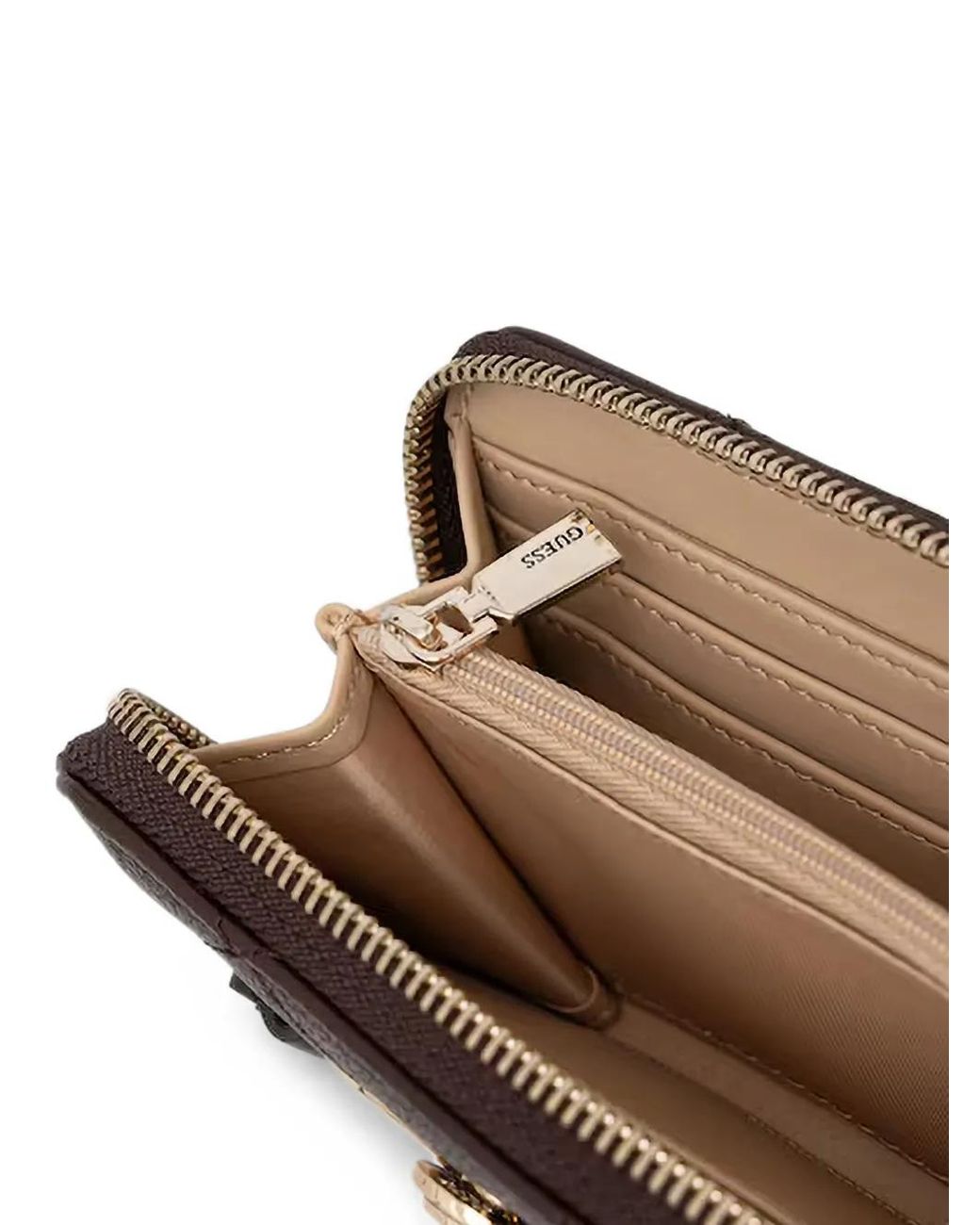 Guess Brown Frances Quilted Logo-Plaque Wallet
