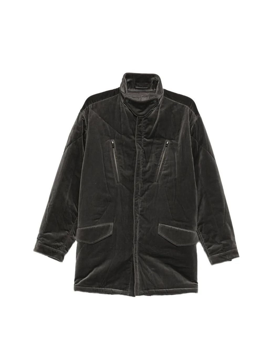 Yohji Yamamoto Black Velvet Padded Jacket for men