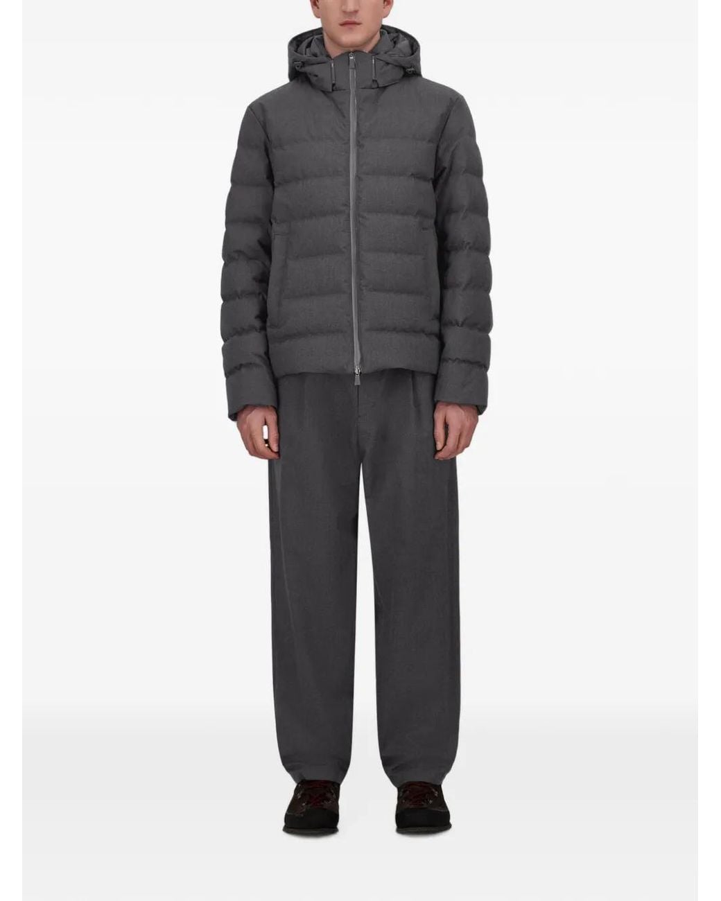 Herno Gray Quilted Flannel Jacket for men