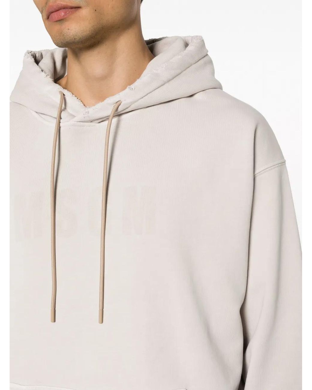 MSGM White Tonal Logo-Print Cotton Hoodie for men