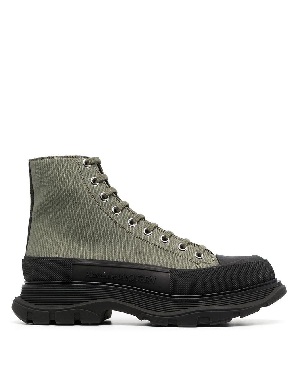 Alexander McQueen Leather Tread Slick Boots in Green for Men - Lyst