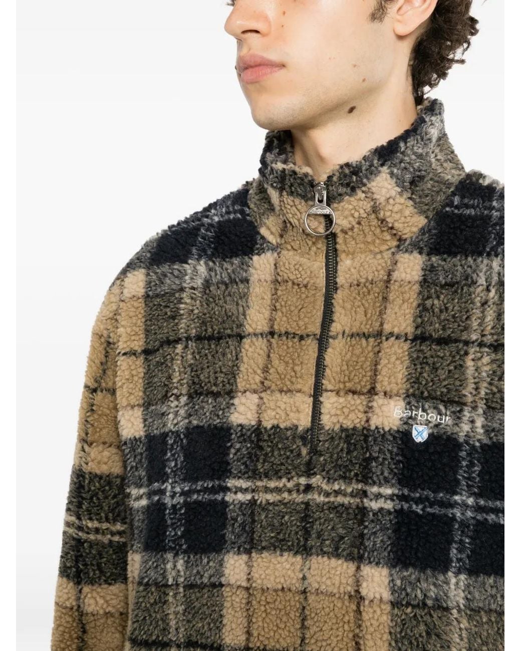 Barbour Natural Tartan Fleece Half-Zip Jacket for men
