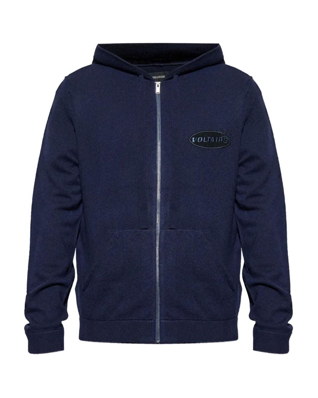 Zadig & Voltaire Blue Logo-Patch Zip-Up Hoodie for men