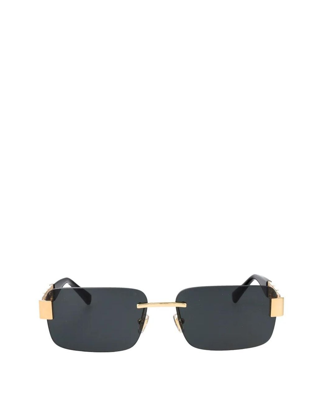 Versace Blue Greca Rimless Rectangle-Frame Sunglasses for men