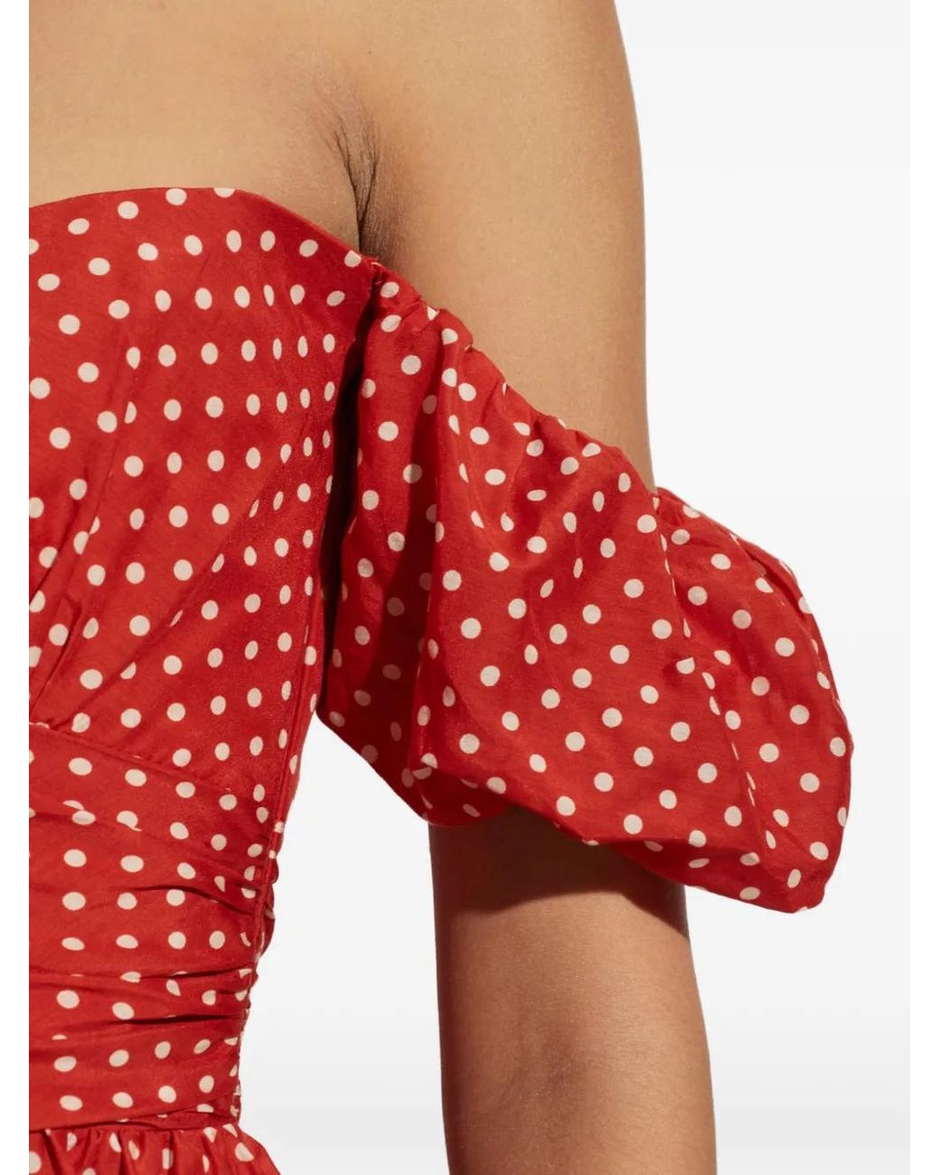 Matteau Red Polka-Dot Off-Shoulder Dress