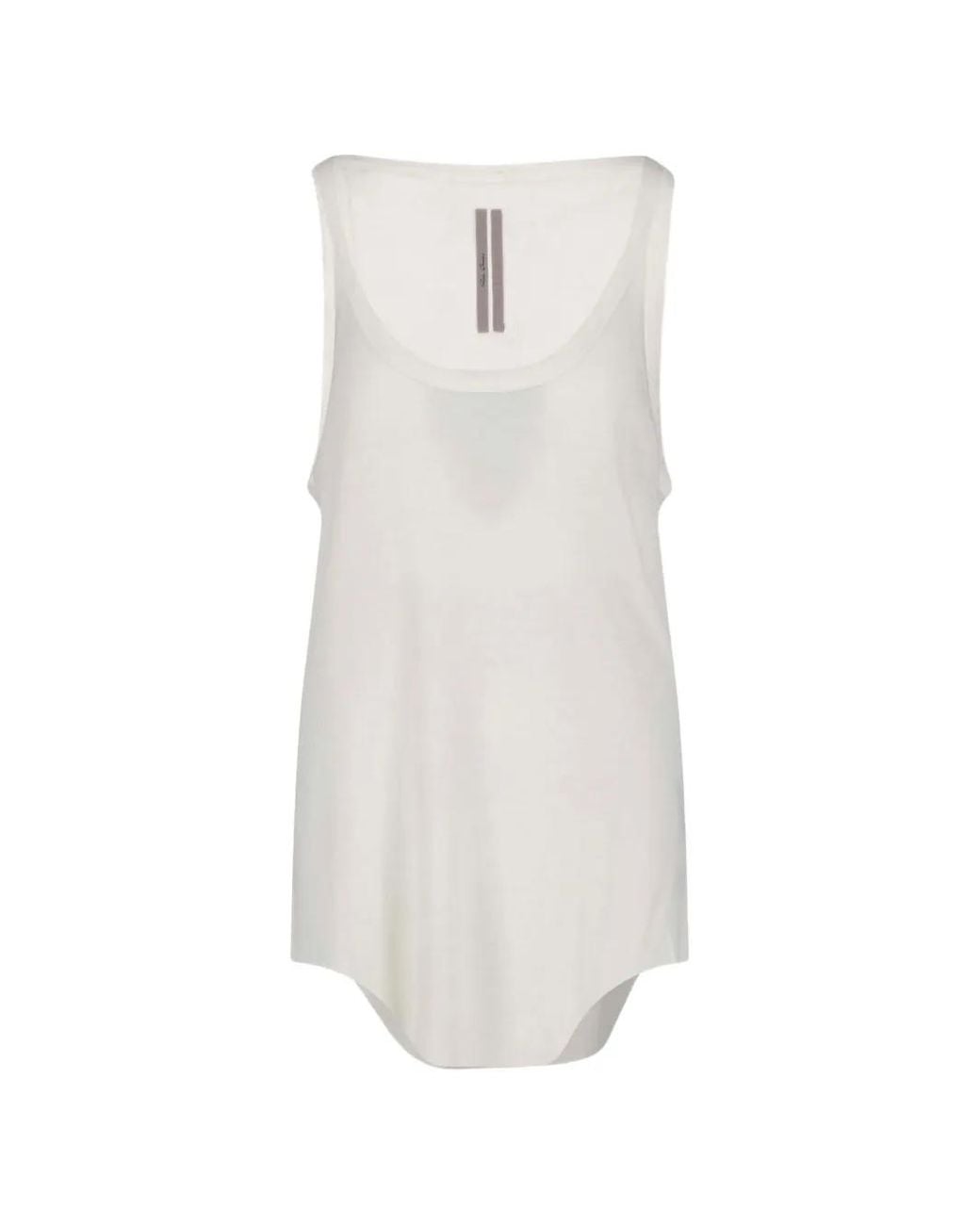 Rick Owens White Curved-Hem Tank Top