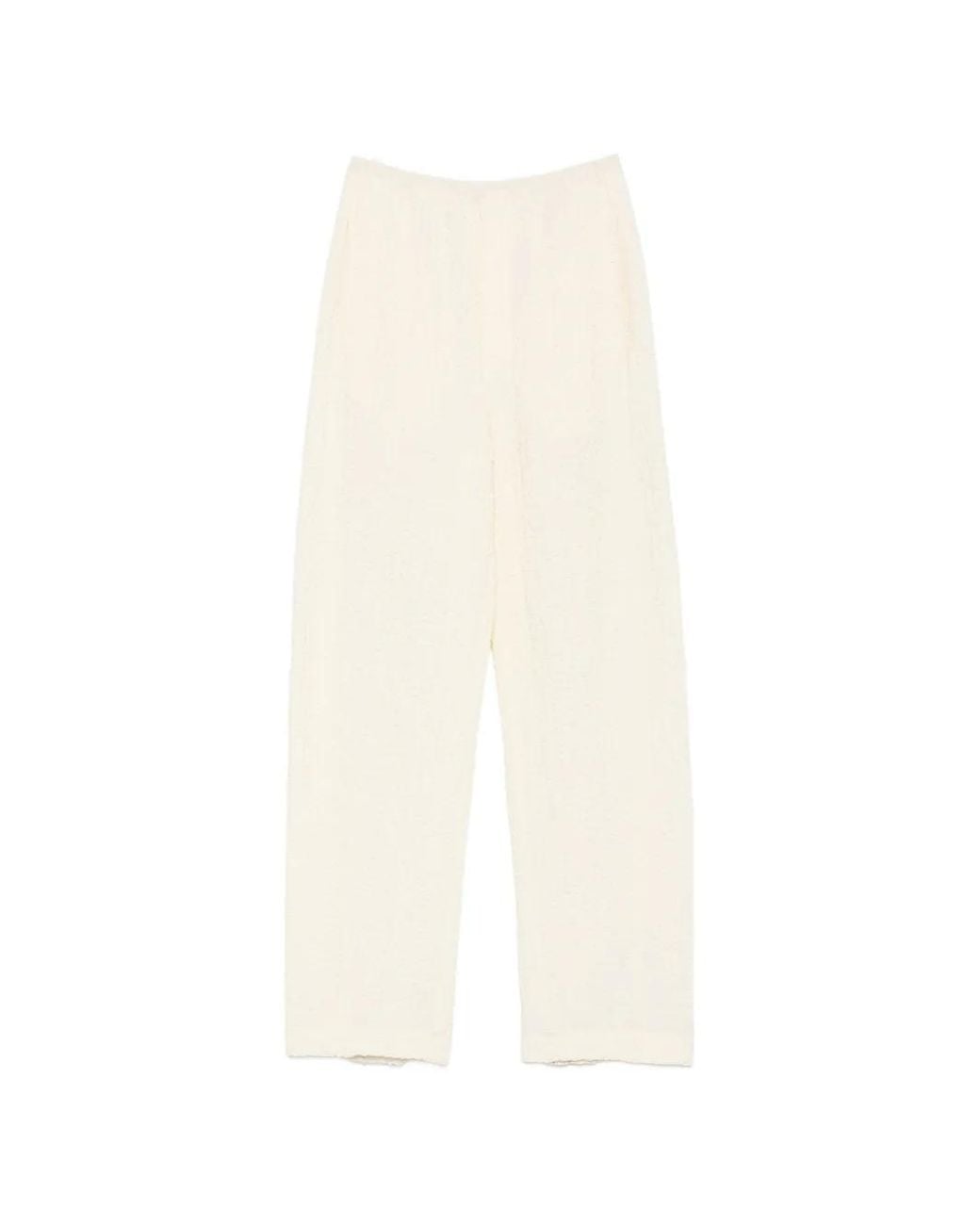 Nanushka White Seersucker-Effect Wide-Leg Trousers