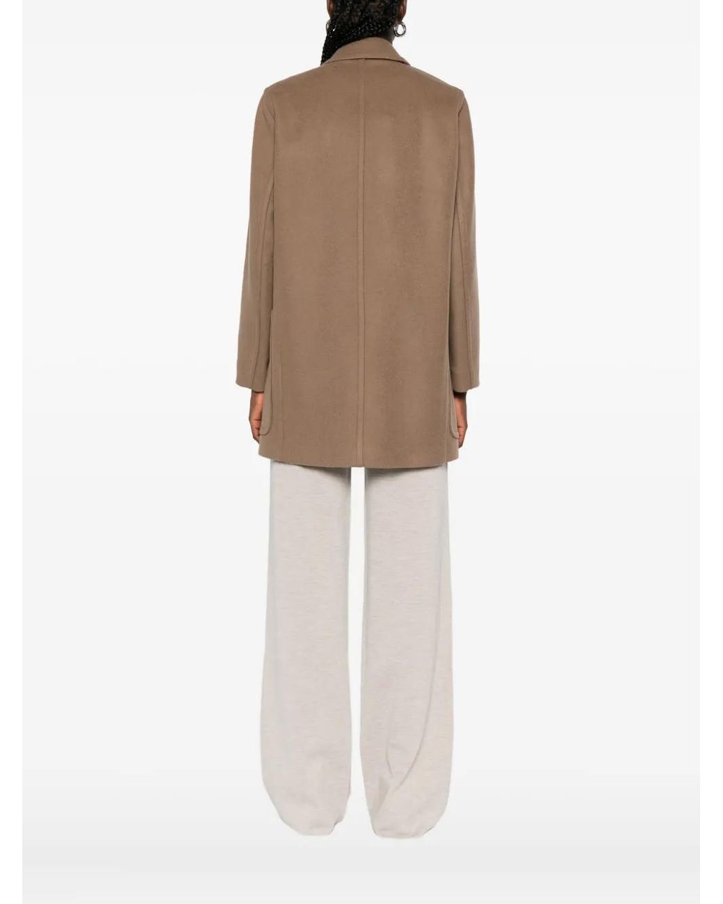 Max Mara Brown Double-Breasted Patch-Pocket Coat