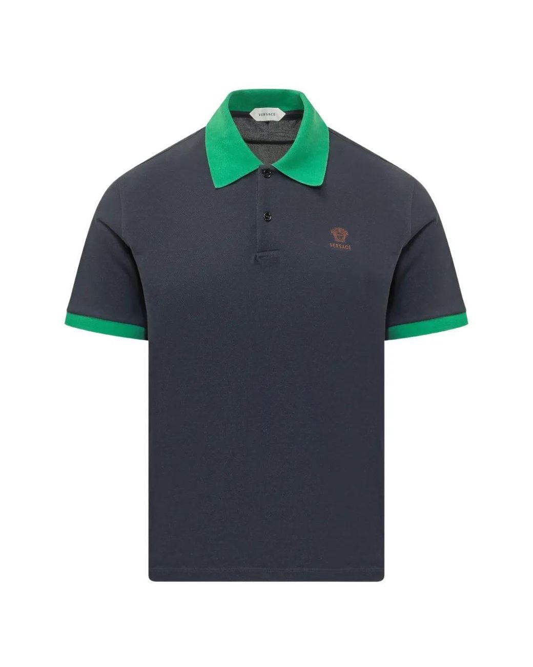 Versace Blue Logo Pique Polo Shirt for men