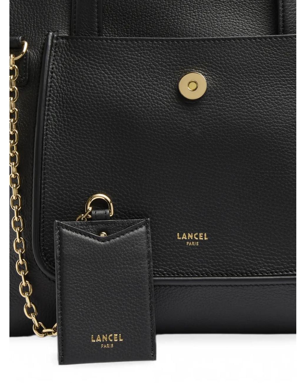 Lancel Black Medium Thea Grained Leather Tote Bag