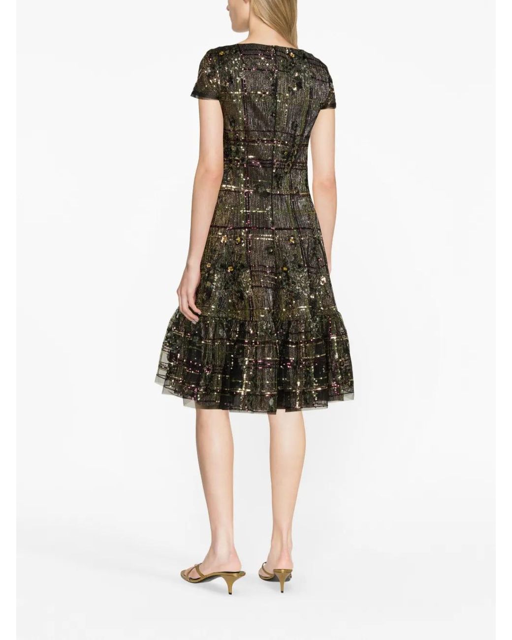 Talbot Runhof Black Sequin-Embellished Metallic Dress