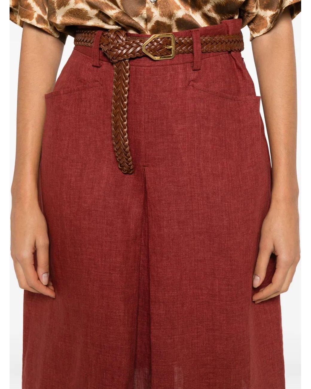 Massimo Alba Red Regina Pocket Midi Skirt