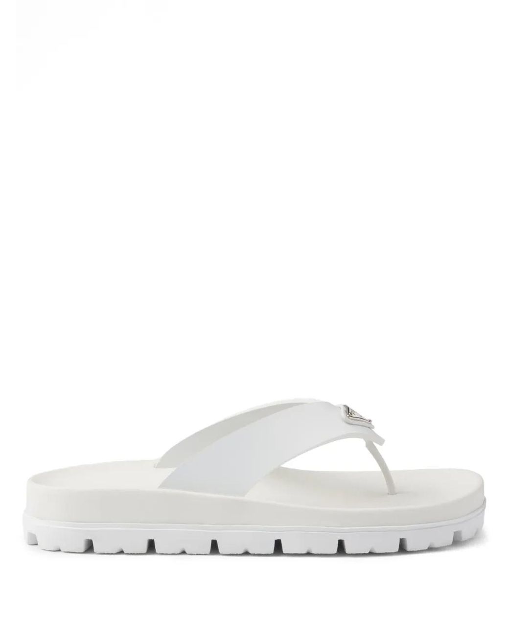Prada White Rubber Thong Sandals