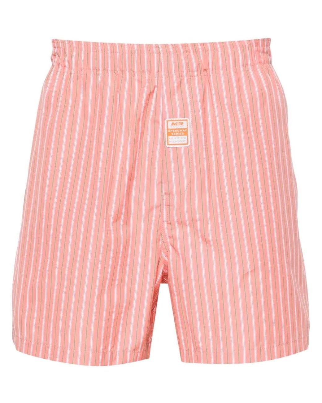 Martine Rose Pink Striped Mid-Rise Deck Shorts for men