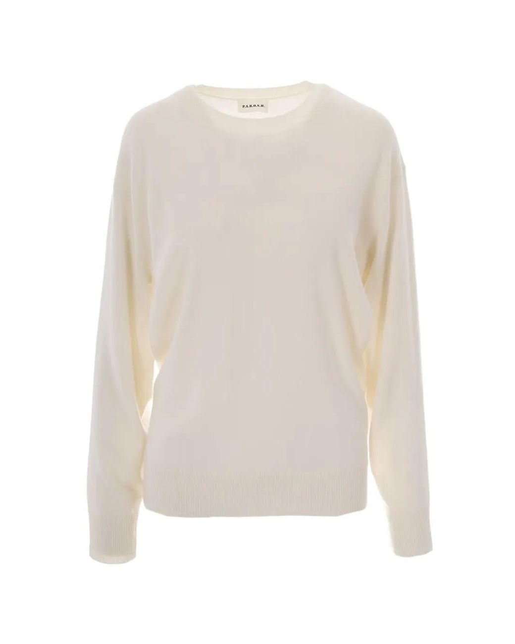 P.A.R.O.S.H. White Fringe-Trimmed Cashmere Sweater