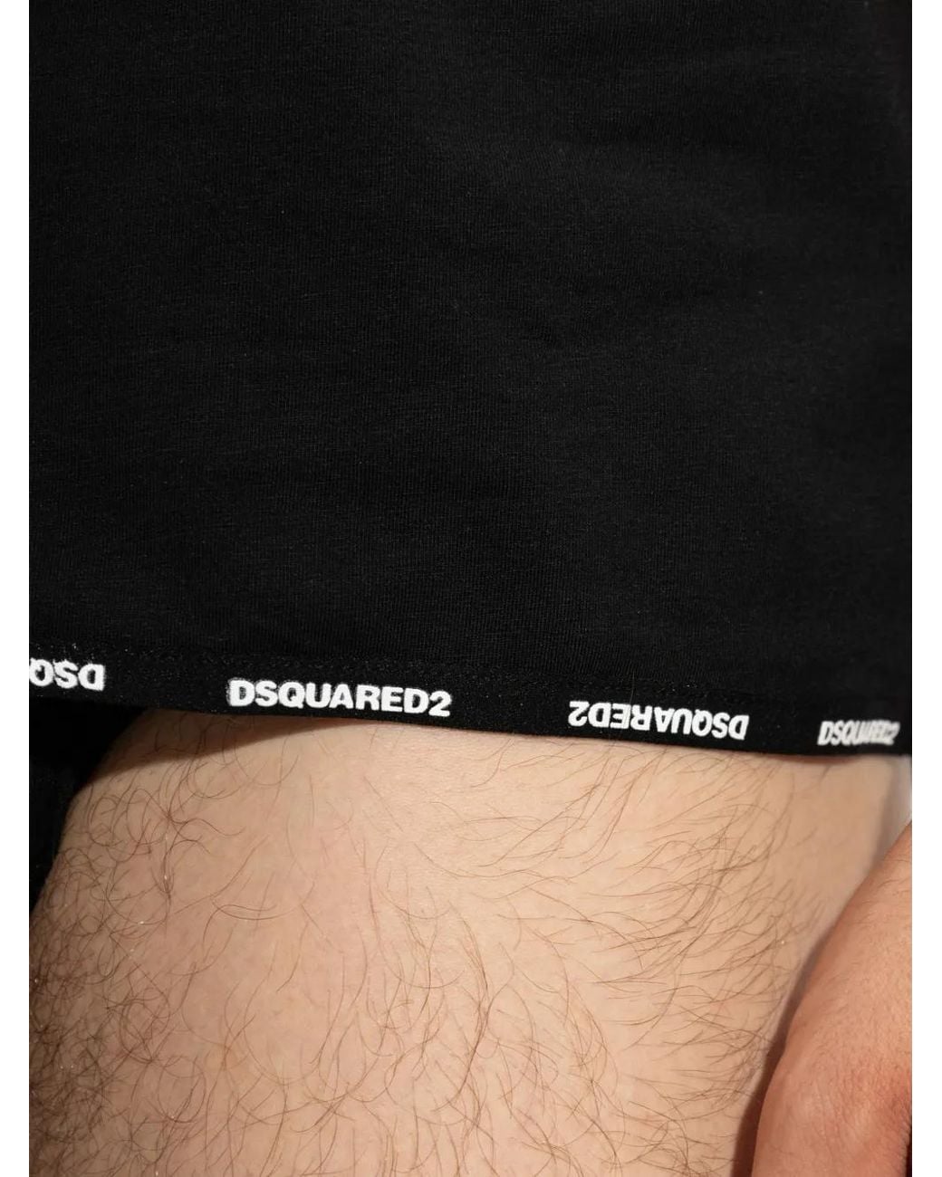 DSquared² Black T-Shirt À Bande Logo for men