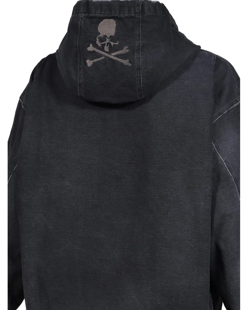 MASTERMIND WORLD Black Distressed Hooded Jacket for men
