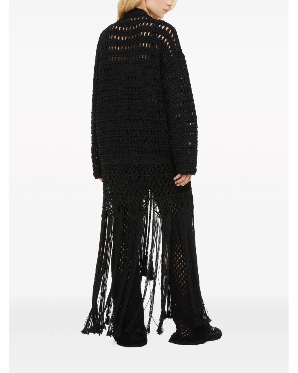Alanui Black Love Letter To India Fringed Cardigan