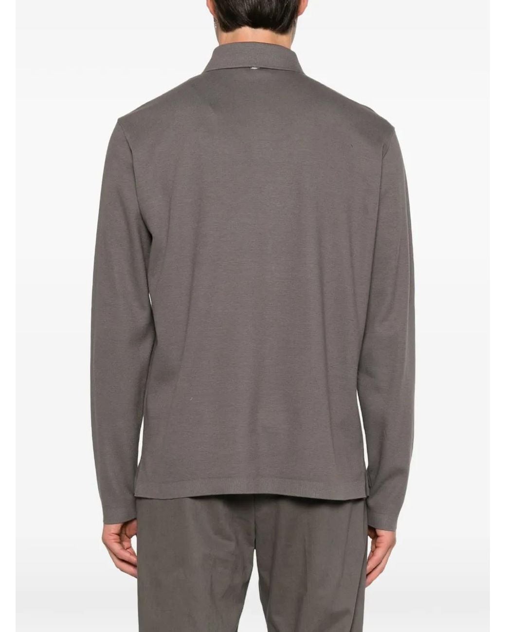 Herno Gray Long-Sleeve Polo Shirt for men