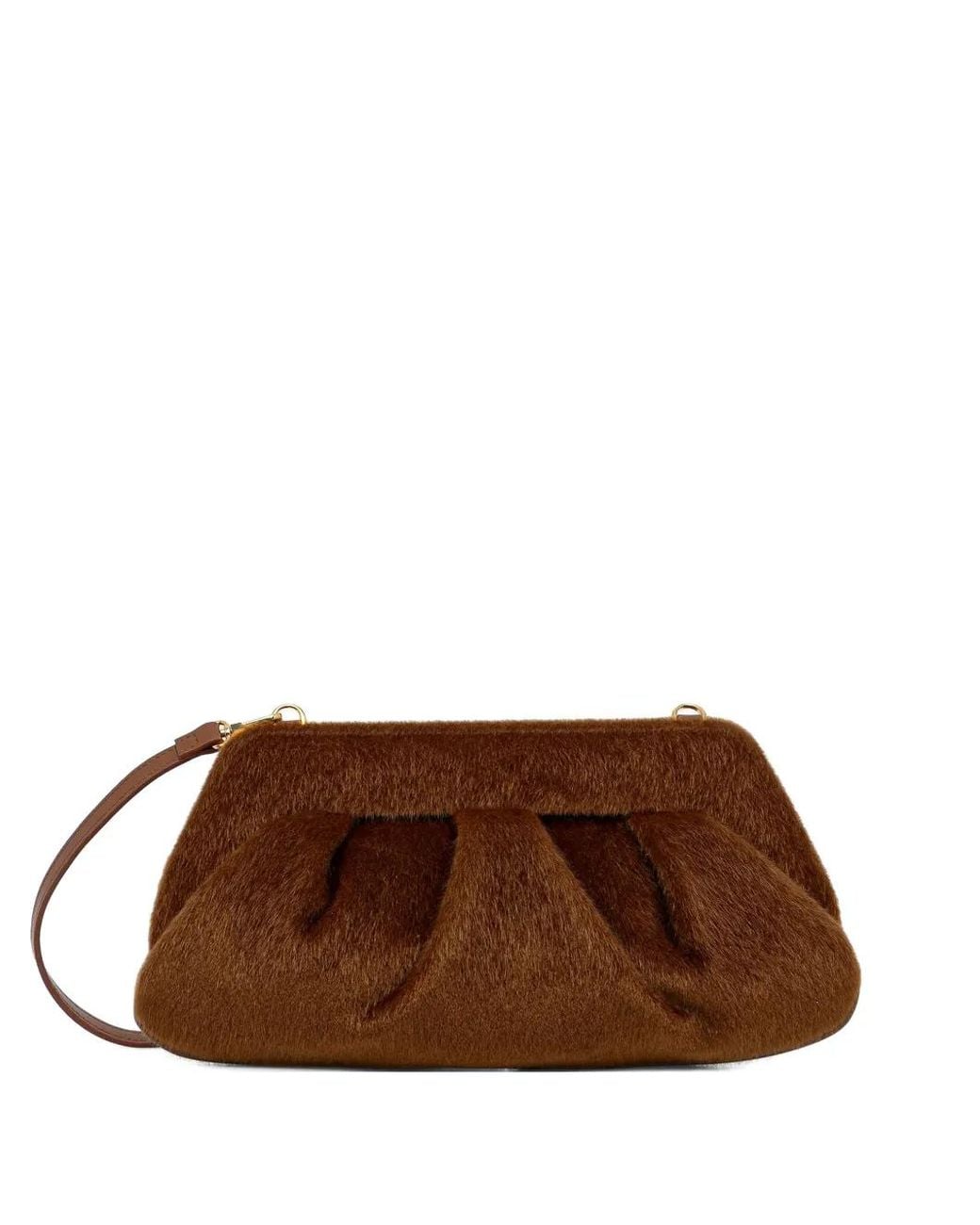 THEMOIRÈ Brown Ruched Clutch Bag
